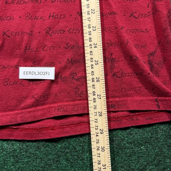 Men's Red Black Hills Band Tee Shirt Anvil Tag Grunge Goth AOP Size XL - Picture 6 of 6